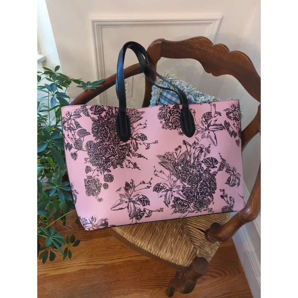 Two Victoria's Secret Handbags New Black Satchel and Pre Loved Lg Pink Tote Bag